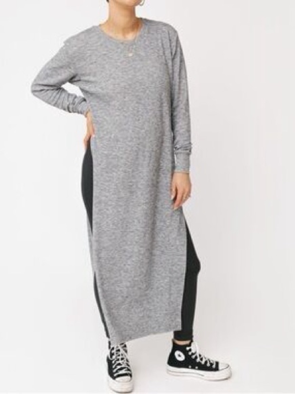Smash + Tess Heather Gray Crewneck Maxi Tunic